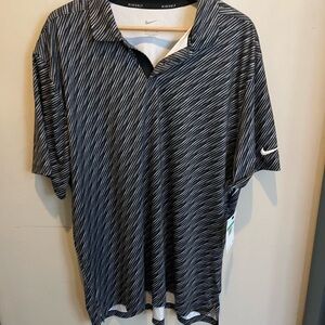 Nike Men's Striped Black and White Polo Golf Shirt